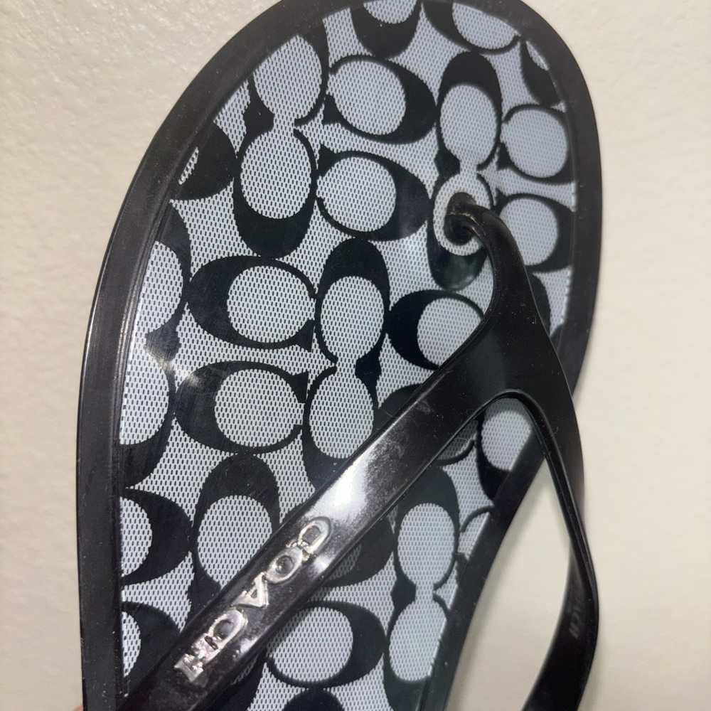 Coach Black and White Flip Flops CC Monogram - Picture 3 of 5